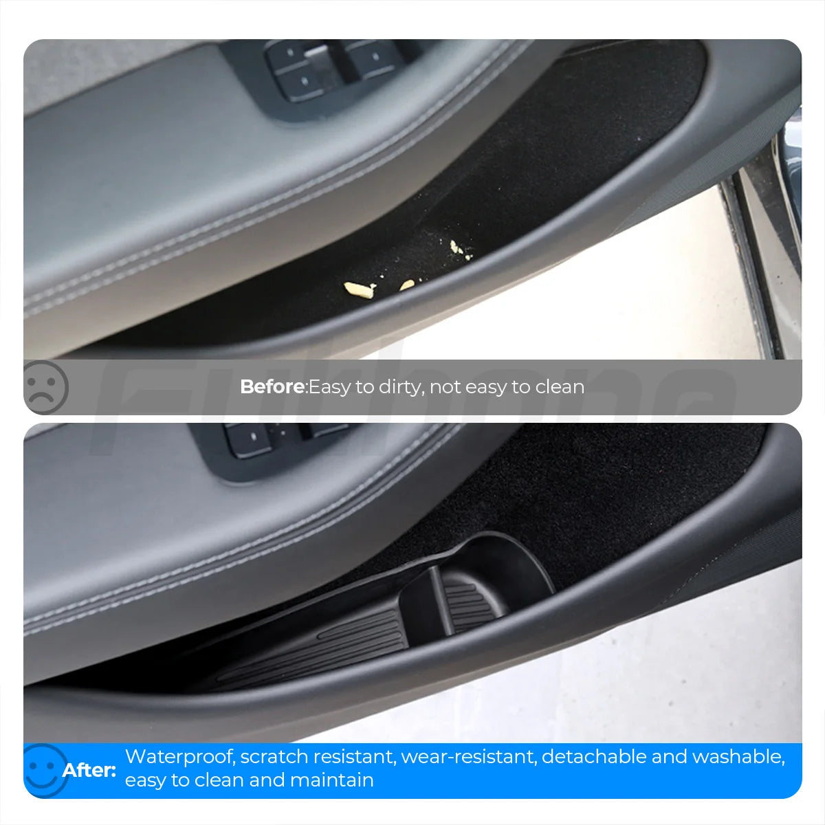 4Pcs Side Door Storage Box for Tesla New Model Y Juniper 2025 Armrest Tray Organizer Front Door Handle Decoration