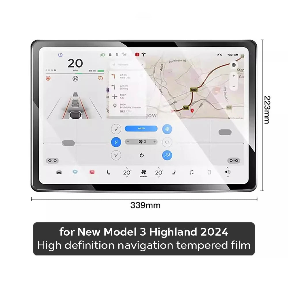 Premium Tempered Glass Screen Protector for Tesla Model Y & Model 3 - Front & Rear Protection for 2025 & 2024 Models