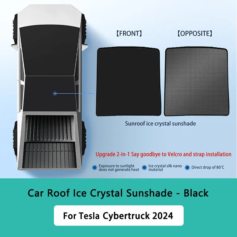 Roof Sunshade for Tesla Cybertruck 2024 Heat Insulation Glass Roof Ice Crystal Sunshade UV Protection Cybertruck Car Accessories