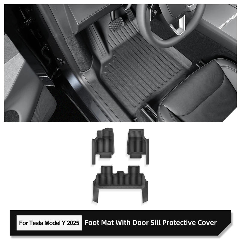 For Tesla Model Y Juniper/Launch 2025 Car Floor Mats All-Inclusive Threshold Style Foot Pads Protective Pad Interior Accessories