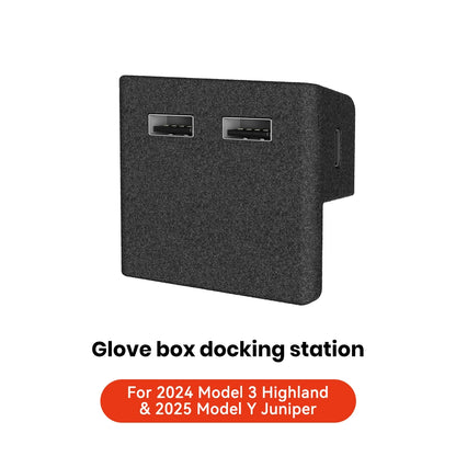 for Tesla Model 3 Y Highland Juniper 2021-2025 Glove Box Flocking USB HUB Adapter Quick Charger Car Accessories