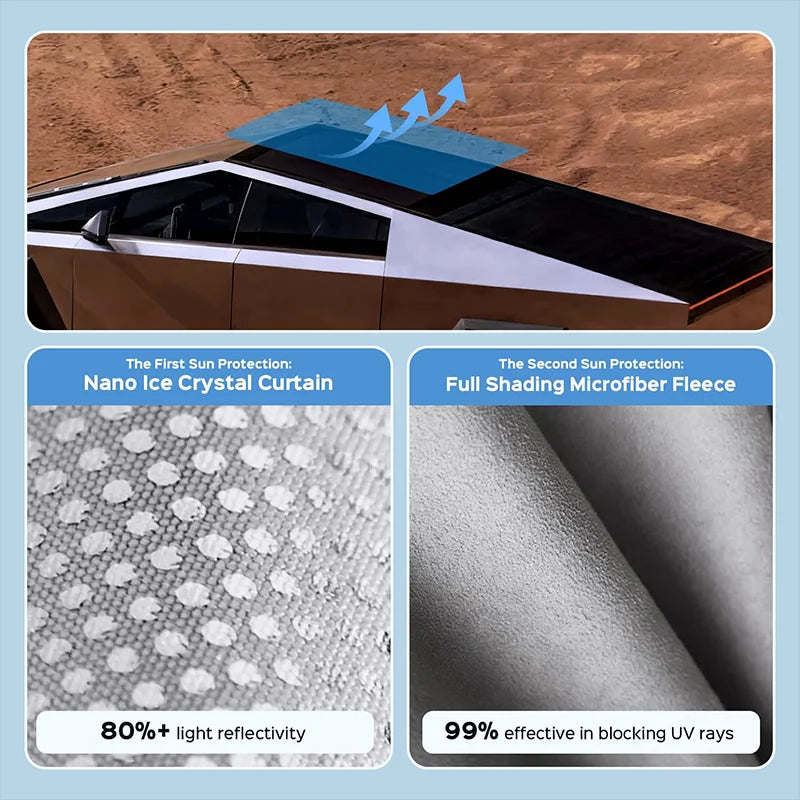 Roof Sunshade for Tesla Cybertruck 2024 Heat Insulation Glass Roof Ice Crystal Sunshade UV Protection Cybertruck Car Accessories