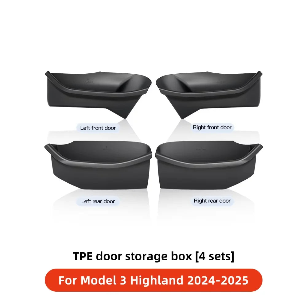 for Tesla Model Y Juniper Model 3 Highland Door Side Storage Box Full-Cover Front and Rear Interior Storage Box Accessories