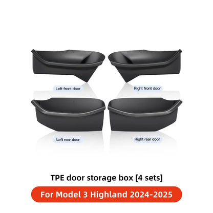 for Tesla Model Y Juniper Model 3 Highland Door Side Storage Box Full-Cover Front and Rear Interior Storage Box Accessories