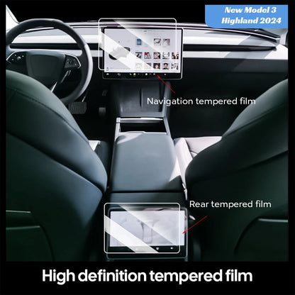 Premium Tempered Glass Screen Protector for Tesla Model Y & Model 3 - Front & Rear Protection for 2025 & 2024 Models