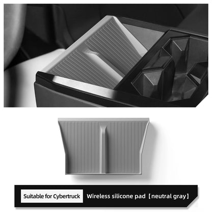 For Tesla Cybertruck 2024 Wireless Charging Pad Auto Interior Accessories Car Phone Non-Slip Charger Mat Pickup Protective Pad