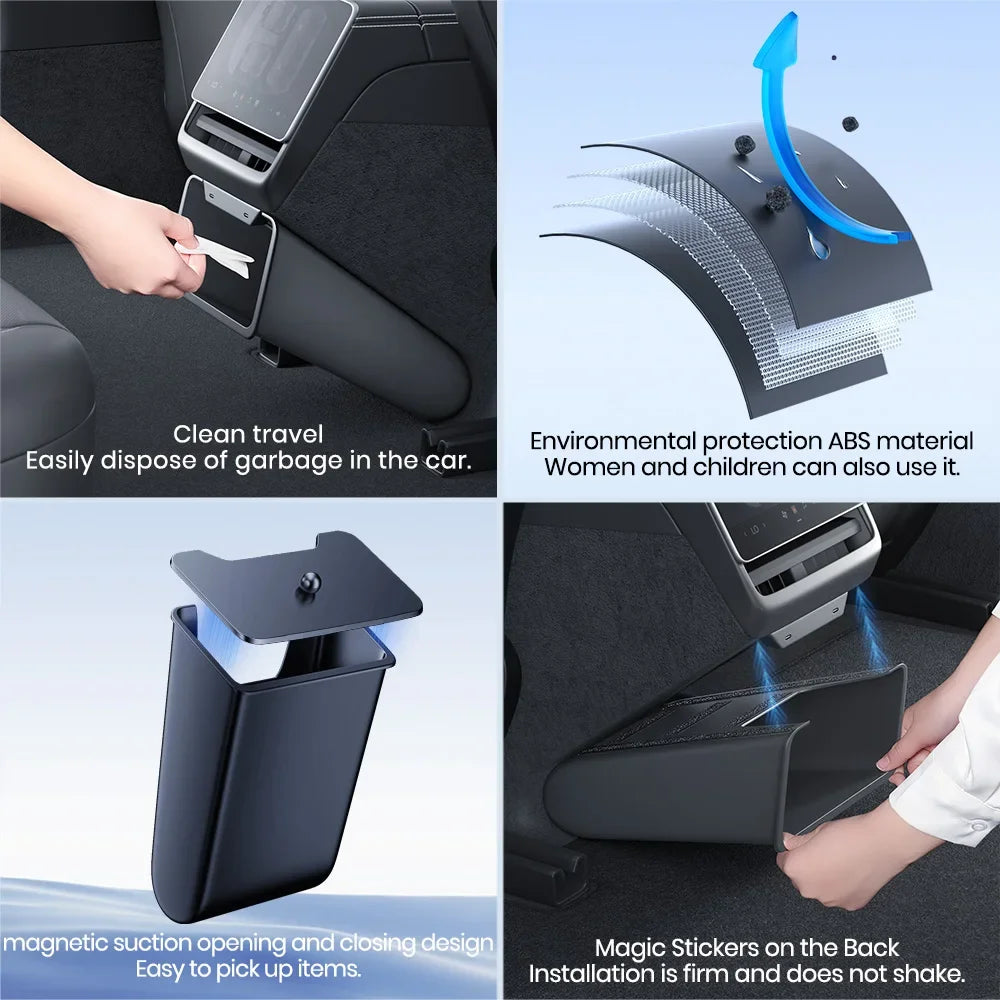 Tesla 2024 Highland Model 3 Rear Seat Trash Can - Magnetic Garbage Bin & Interior Storage Solution