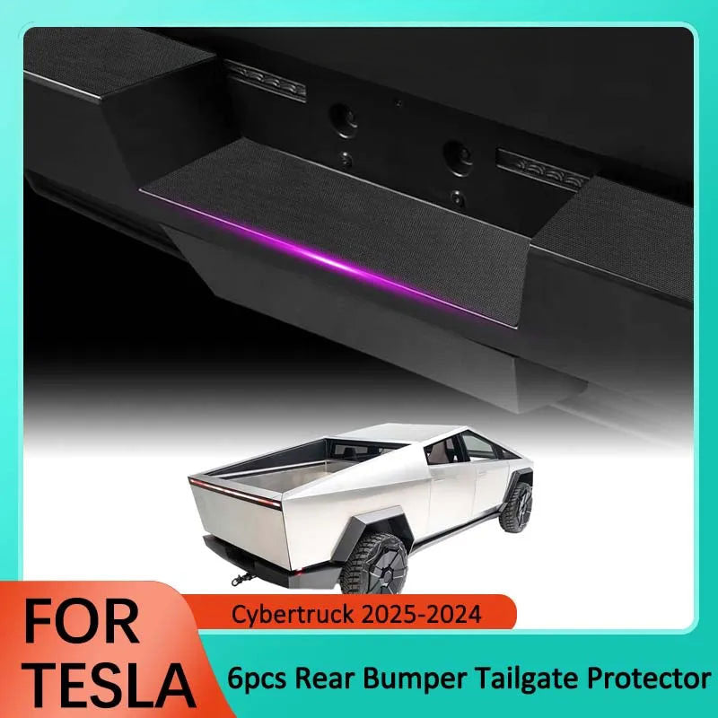 Rear Bumper Protector for Tesla Cybertruck TPE Truck Bed Tailgate Step Sill Protective Trim Cover 2024 2025 Cy Accessories