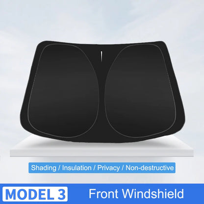 Premium Car Sun Shade for Tesla Model 3 & Y (2017-2025) - Ultimate Windshield & Side Window Privacy Protector for Kids