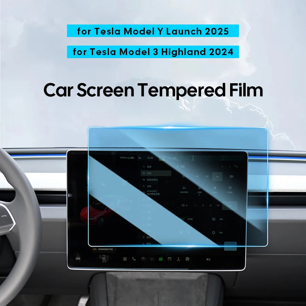 Premium Tempered Glass Screen Protector for Tesla Model Y & Model 3 - Front & Rear Protection for 2025 & 2024 Models