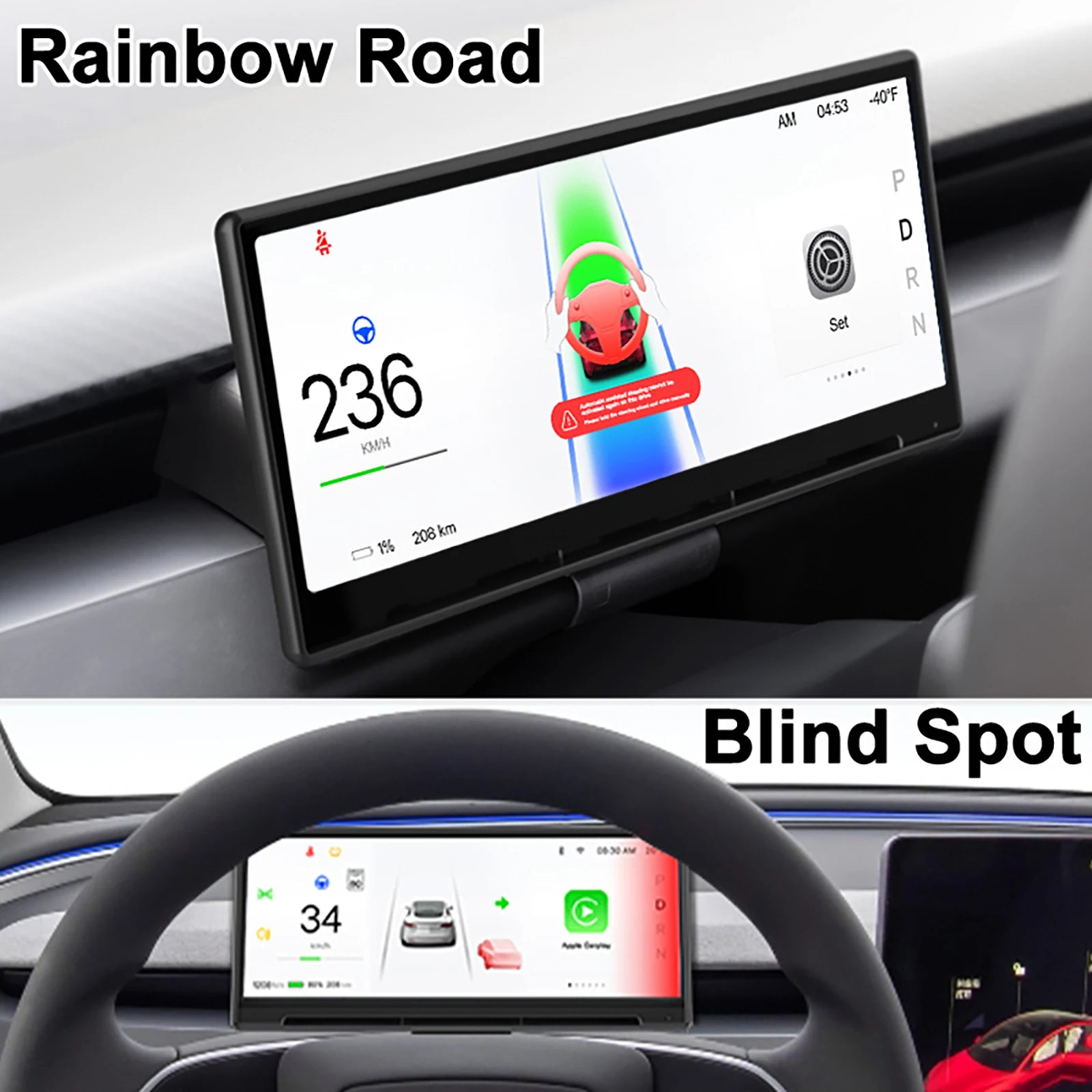 8.9" HUD for Tesla Model Y & Model 3 - Enhanced Carplay & Energy Consumption Monitoring for 2025 Juniper & Highland