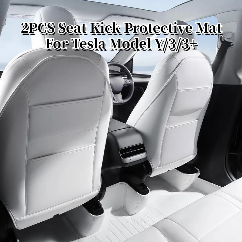 Premium Seat Kick Protector Pad for Tesla Model 3/Y - Durable Leather Anti-Dirty Cover for Kids - Essential Interior Accessory