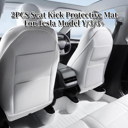 Premium Seat Kick Protector Pad for Tesla Model 3/Y - Durable Leather Anti-Dirty Cover for Kids - Essential Interior Accessory