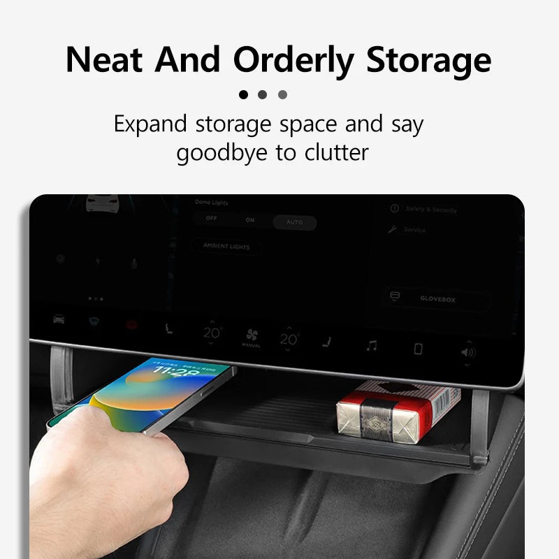 Tesla Model 3 Highland Under-Screen Hidden Storage Box - Foldable Car Interior Organizer
