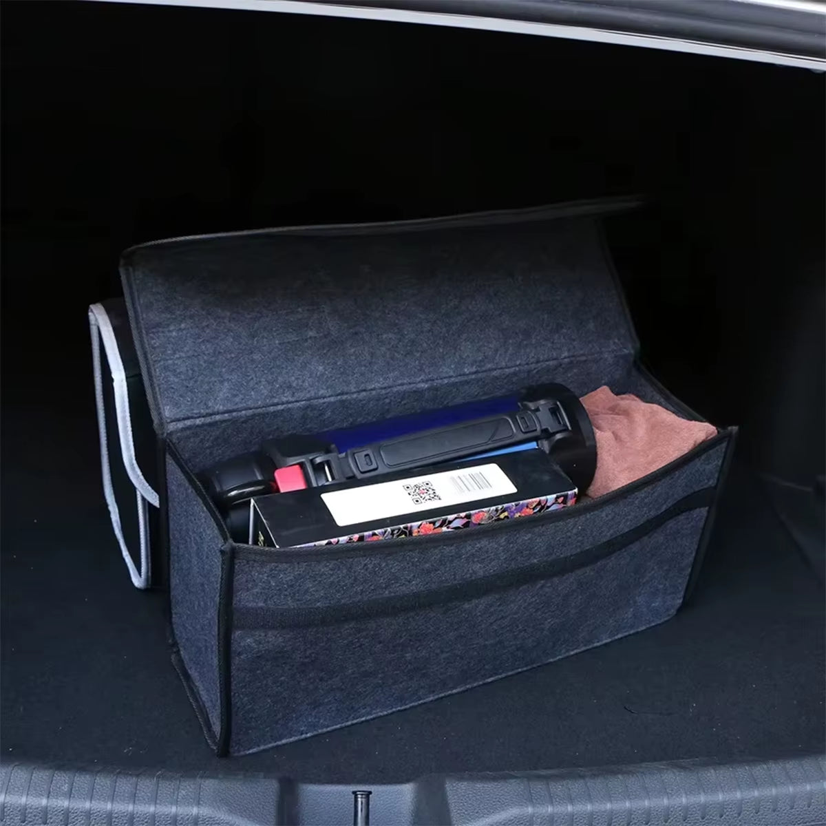 Premium Dark Gray Car Felt Storage Box - Thickened Soft Felt Organizer for Home and Vehicle Storage