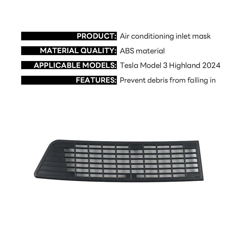 For Tesla Model 3 Highland 2024 Lower Bumper anti Insect Net anti Dust Proof Inner Vent Grille Cover Insect-Proof Front Cover