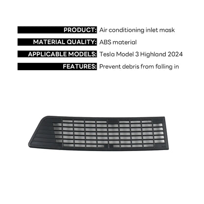 For Tesla Model 3 Highland 2024 Lower Bumper anti Insect Net anti Dust Proof Inner Vent Grille Cover Insect-Proof Front Cover
