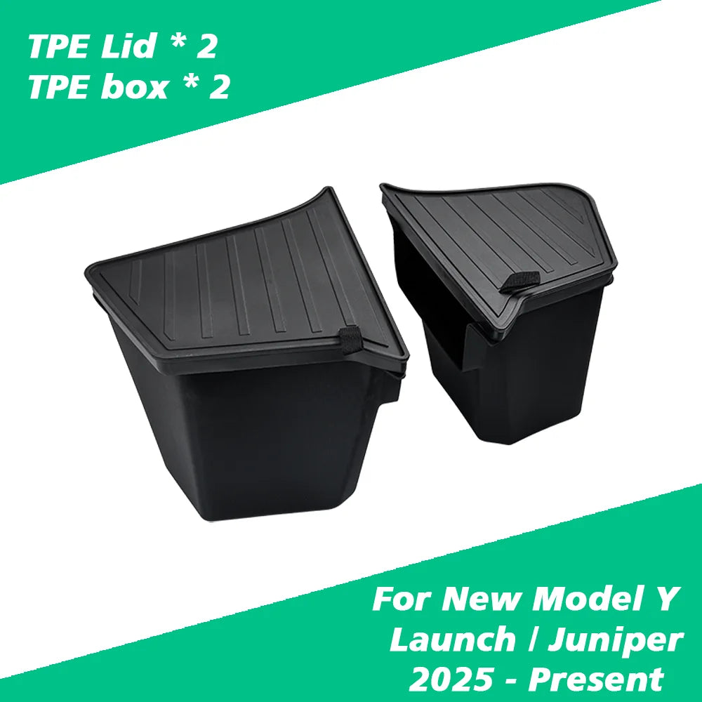 For Tesla New Model Y 2025 Launch Juniper Rear Trunck Side Storage Box with Flocking or TPE Lids Covers and Drawstring