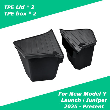 For Tesla New Model Y 2025 Launch Juniper Rear Trunck Side Storage Box with Flocking or TPE Lids Covers and Drawstring