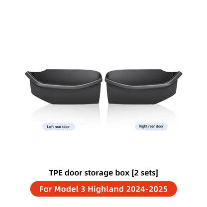 for Tesla Model Y Juniper Model 3 Highland Door Side Storage Box Full-Cover Front and Rear Interior Storage Box Accessories