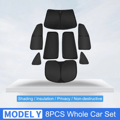 Premium Car Sun Shade for Tesla Model 3 & Y (2017-2025) - Ultimate Windshield & Side Window Privacy Protector for Kids