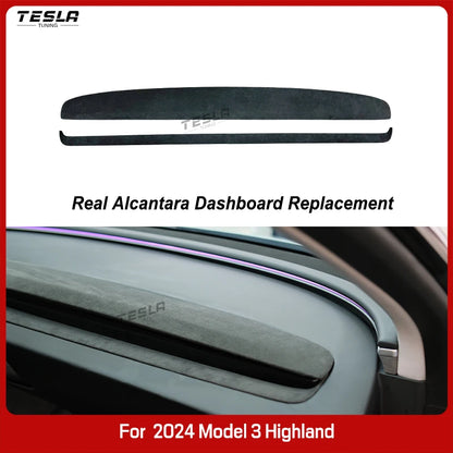 2025 Tesla Model Y & Model 3 Highland Authentic Alcantara Suede Dashboard Replacement - Elevate Your Car Interior!