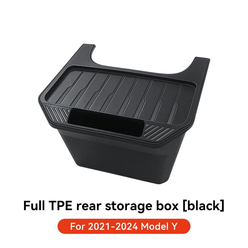 Rear Seat Storage Box for Tesla Model Y (2021-2025) - Under Air Vent Organizer & Trash Can Accessory