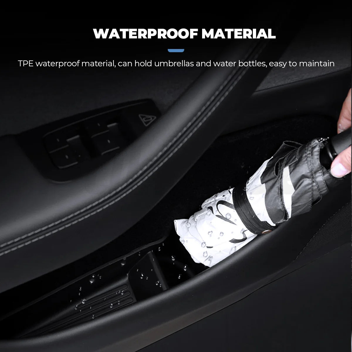 4Pcs Side Door Storage Box for Tesla New Model Y Juniper 2025 Armrest Tray Organizer Front Door Handle Decoration