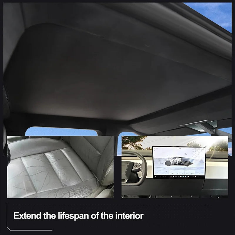 Roof Sunshade for Tesla Cybertruck 2024 Heat Insulation Glass Roof Ice Crystal Sunshade UV Protection Cybertruck Car Accessories