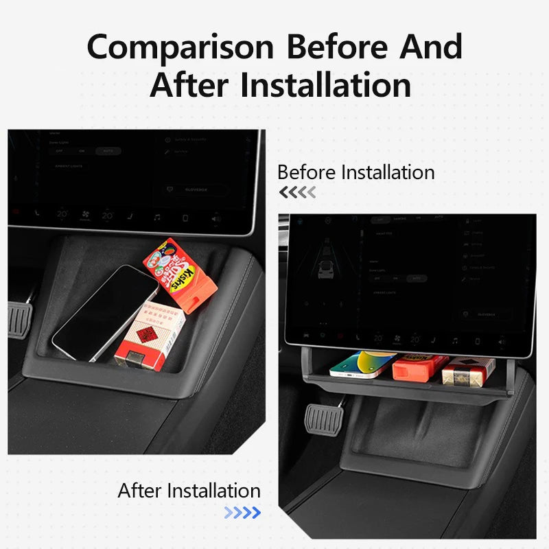Tesla Model 3 Highland Under-Screen Hidden Storage Box - Foldable Car Interior Organizer