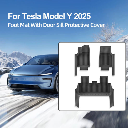 For Tesla Model Y Juniper/Launch 2025 Car Floor Mats All-Inclusive Threshold Style Foot Pads Protective Pad Interior Accessories