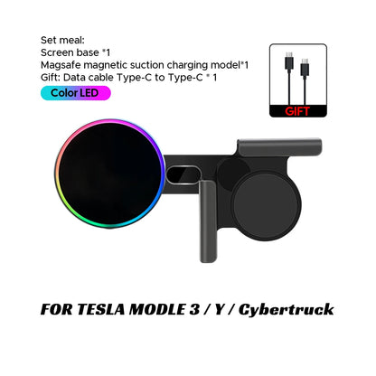 For Tesla Model Y Launch 2025 Model 3 HIGHLAND 2024 Cybertruck BYD Car Phone Mount Holder 15W Magnetic Magsafe Wireless Charger