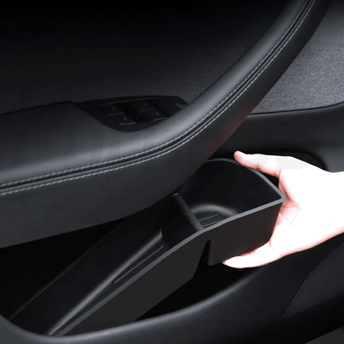 4Pcs Side Door Storage Box for Tesla New Model Y Juniper 2025 Armrest Tray Organizer Front Door Handle Decoration