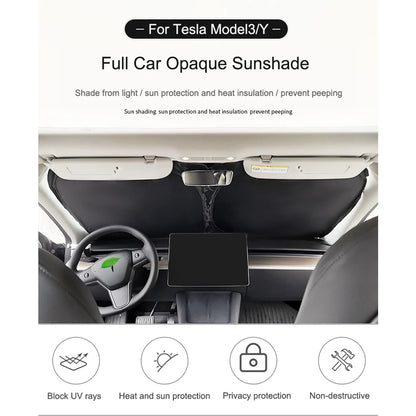 Premium Car Sun Shade for Tesla Model 3 & Y (2017-2025) - Ultimate Windshield & Side Window Privacy Protector for Kids