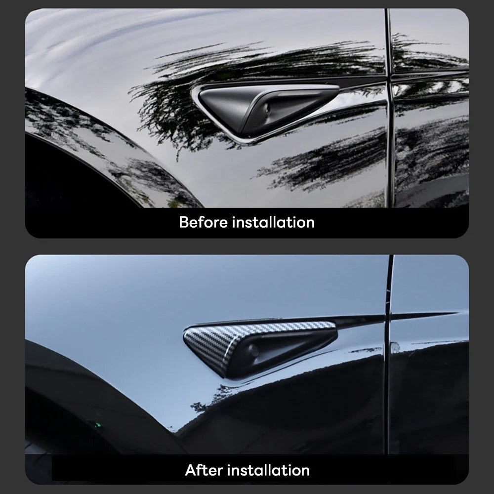 For Tesla Model Y Juniper Launch 2025 Model 3 Highland 2024 Side Camera Cover Lens Protector Shiny Matte Carbon Fiber Pattern