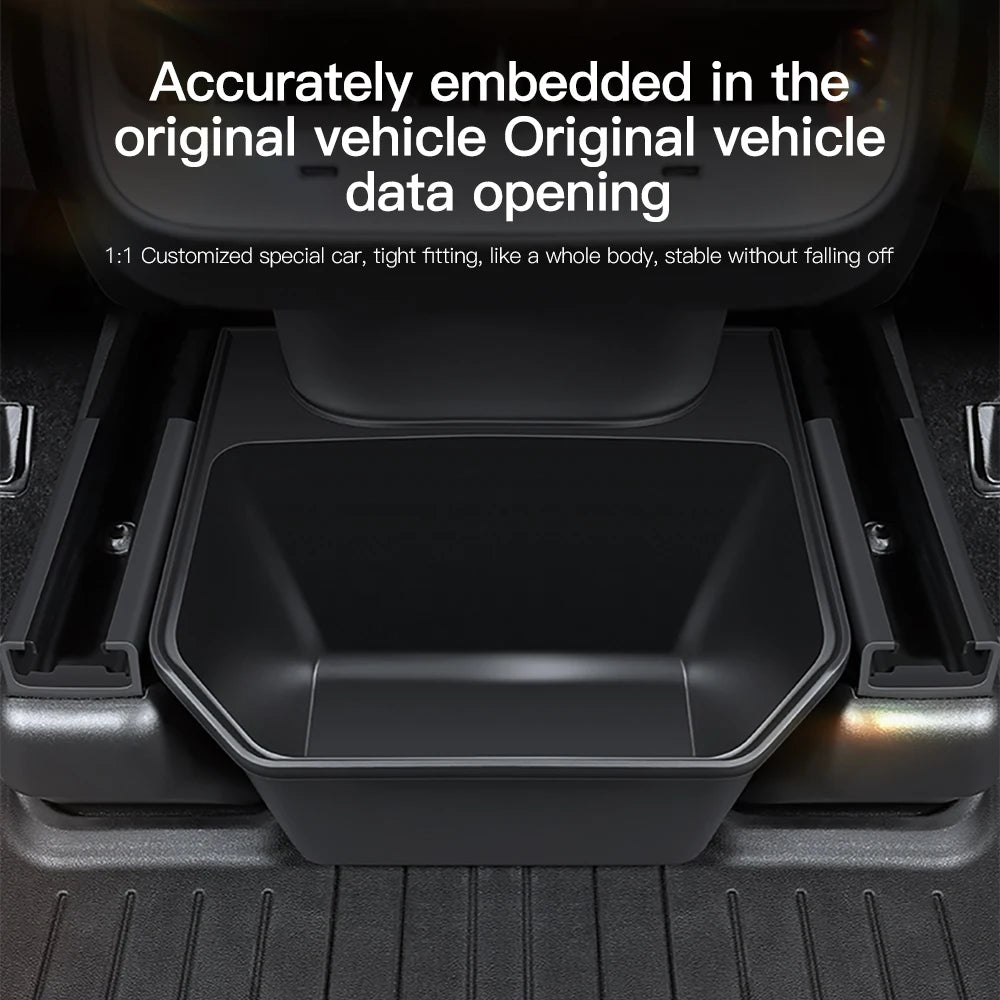Rear Seat Storage Box for Tesla Model Y (2021-2025) - Under Air Vent Organizer & Trash Can Accessory