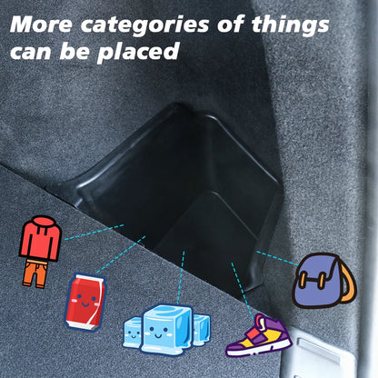 For Tesla New Model Y 2025 Launch Juniper Rear Trunck Side Storage Box with Flocking or TPE Lids Covers and Drawstring