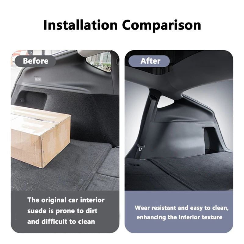 Premium PU Leather Rear Trunk Side Guards for Tesla Model Y Juniper 2025 - Corner Protection & Anti-Dirty Cargo Liner Pad