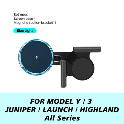 For Tesla Model Y Launch 2025 Model 3 HIGHLAND 2024 Cybertruck BYD Car Phone Mount Holder 15W Magnetic Magsafe Wireless Charger