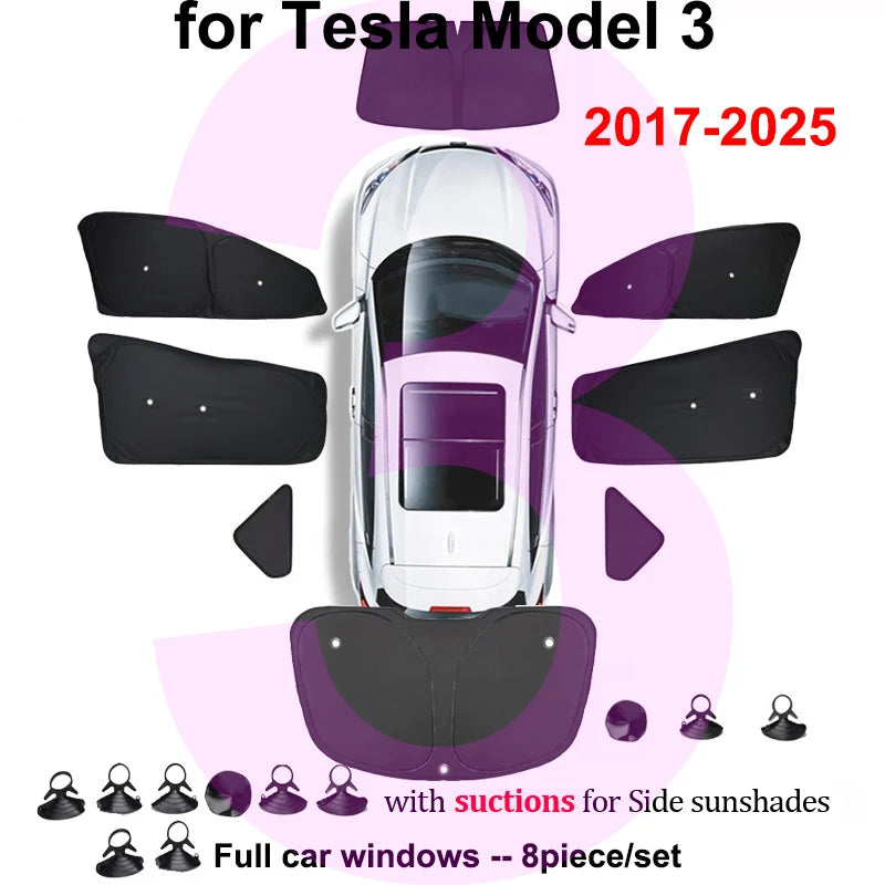 Premium Window Sun Shade for Tesla Model Y & Model 3/X/S (2023-2025) - Ultimate UV Protection & Full Privacy Cover