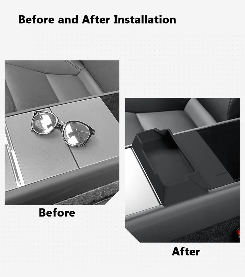 For Tesla Model Y 2025 Juniper Launch Model 3 Highland 2024-2025 Console Armrest Silicone Sunglasses Storage Box Tray