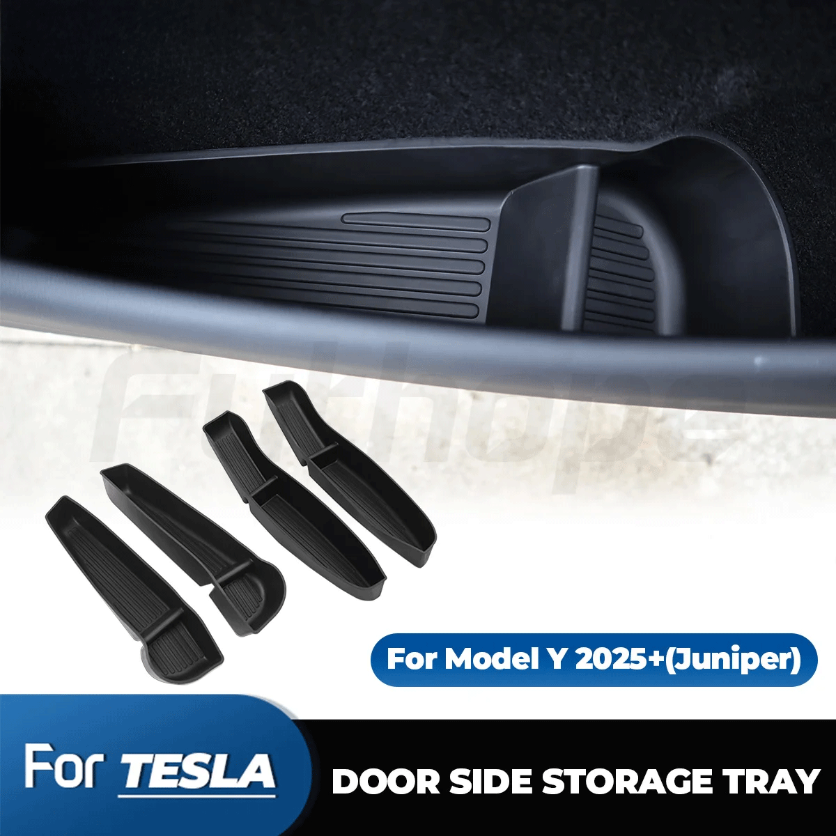 4Pcs Side Door Storage Box for Tesla New Model Y Juniper 2025 Armrest Tray Organizer Front Door Handle Decoration