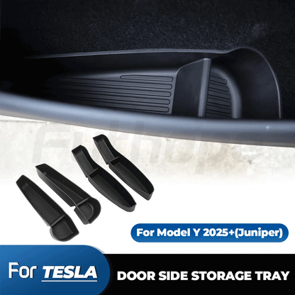 4Pcs Side Door Storage Box for Tesla New Model Y Juniper 2025 Armrest Tray Organizer Front Door Handle Decoration