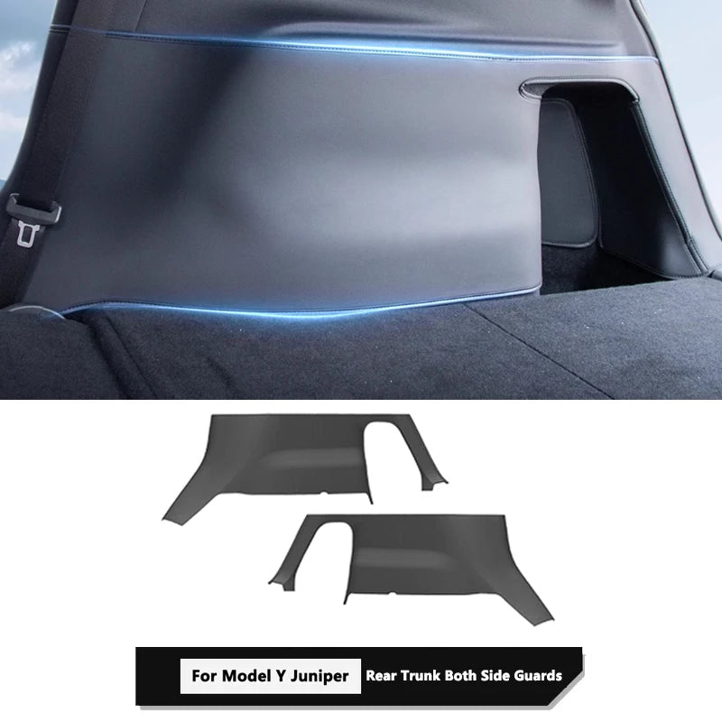 Premium PU Leather Rear Trunk Side Guards for Tesla Model Y Juniper 2025 - Corner Protection & Anti-Dirty Cargo Liner Pad