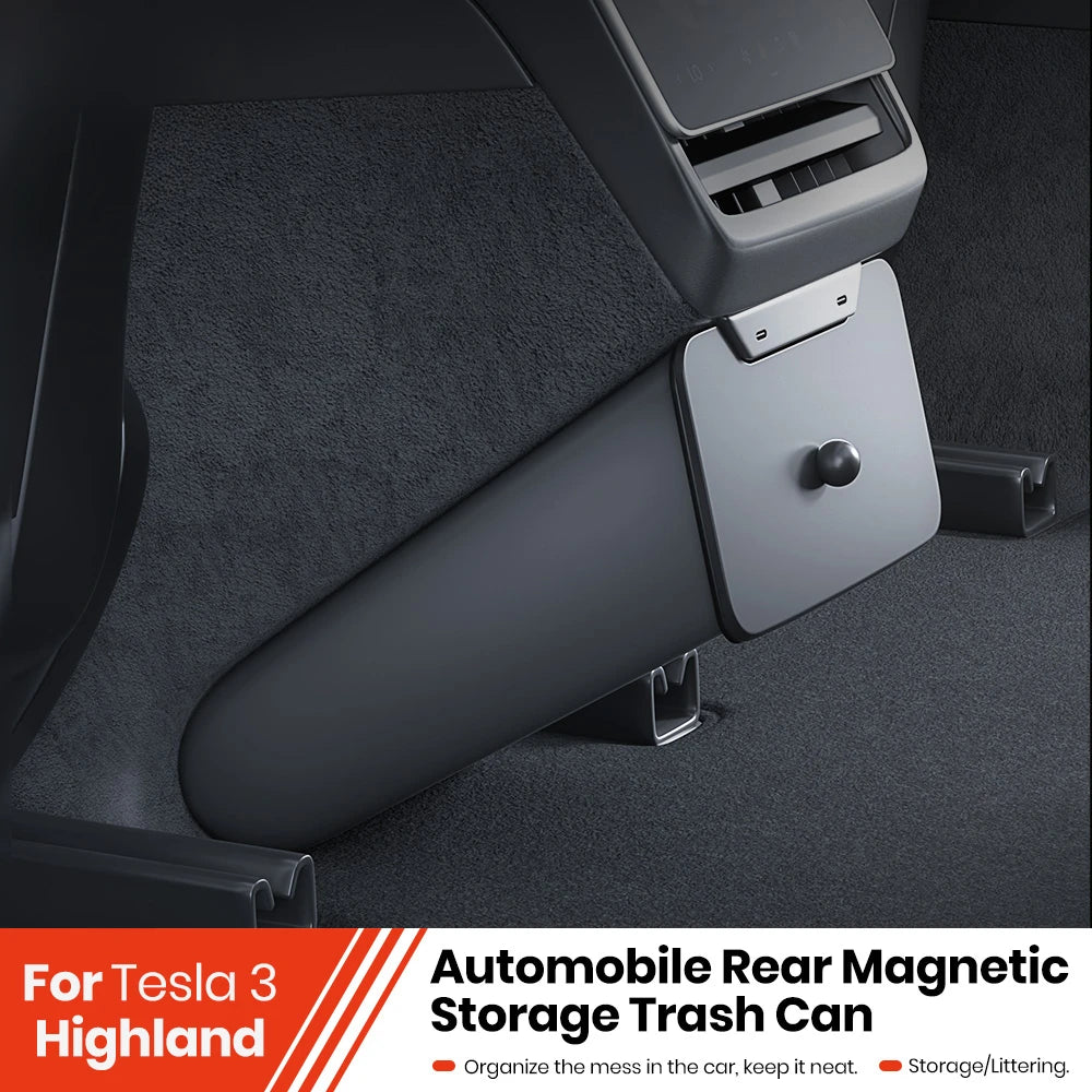 Tesla 2024 Highland Model 3 Rear Seat Trash Can - Magnetic Garbage Bin & Interior Storage Solution