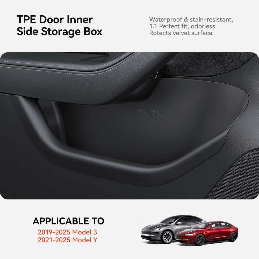 for Tesla Model Y Juniper Model 3 Highland Door Side Storage Box Full-Cover Front and Rear Interior Storage Box Accessories