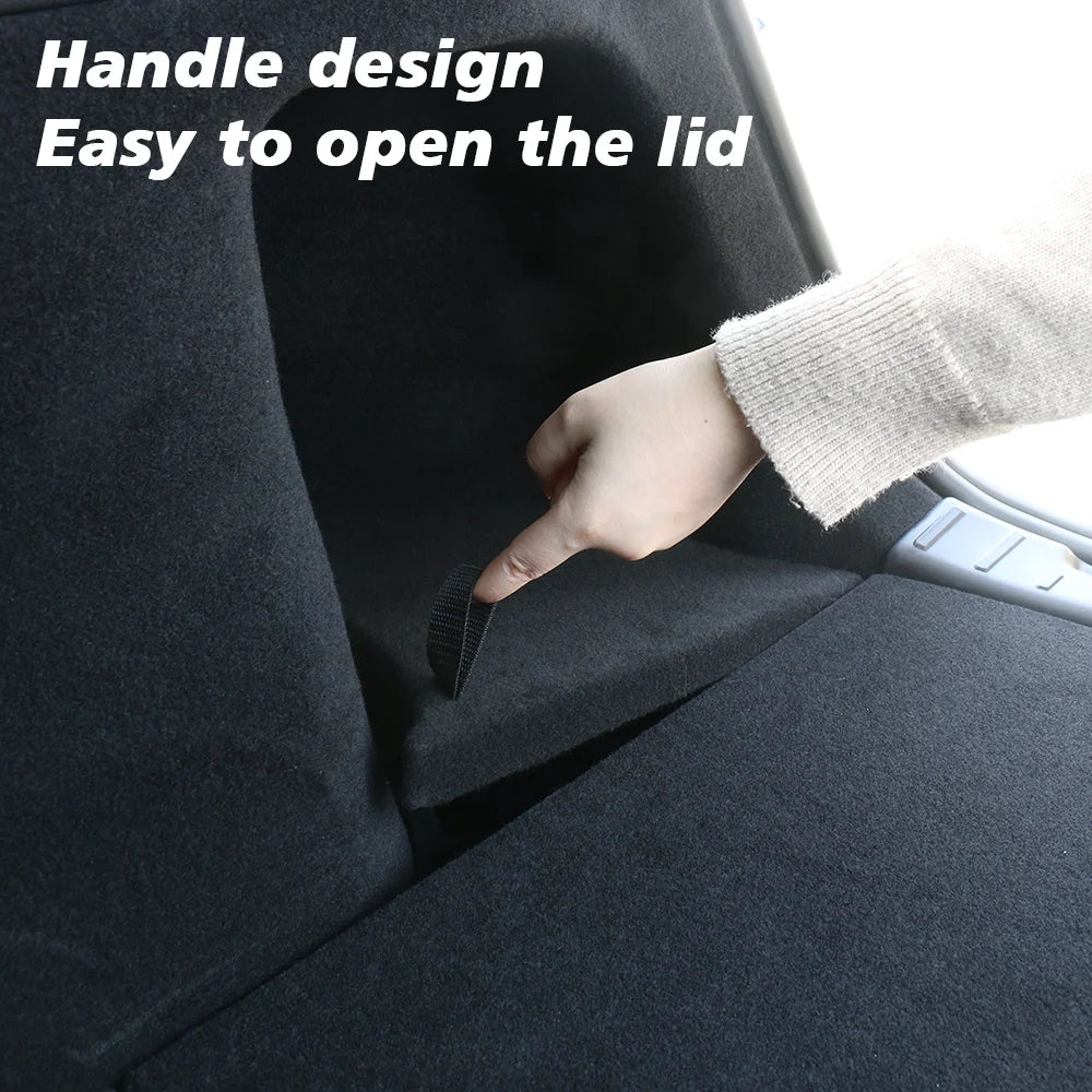 For Tesla New Model Y 2025 Launch Juniper Rear Trunck Side Storage Box with Flocking or TPE Lids Covers and Drawstring