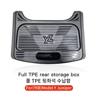 Rear Seat Storage Box for Tesla Model Y (2021-2025) - Under Air Vent Organizer & Trash Can Accessory