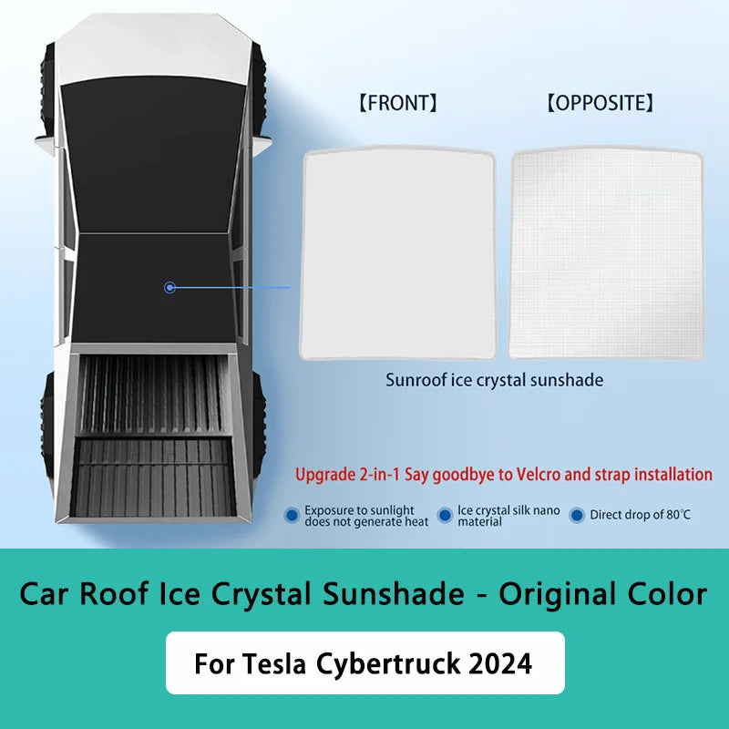 Roof Sunshade for Tesla Cybertruck 2024 Heat Insulation Glass Roof Ice Crystal Sunshade UV Protection Cybertruck Car Accessories