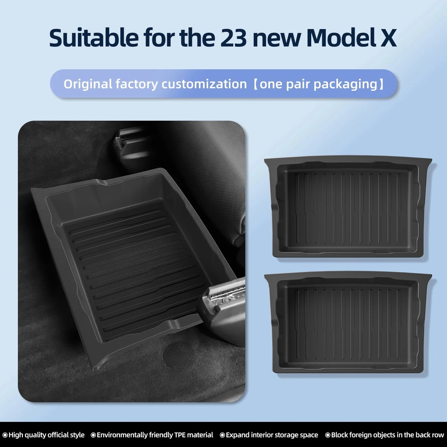 Tesla Model X Under Seat Storage Box - 2023-2024 Car Interior Organizer Drawer Case